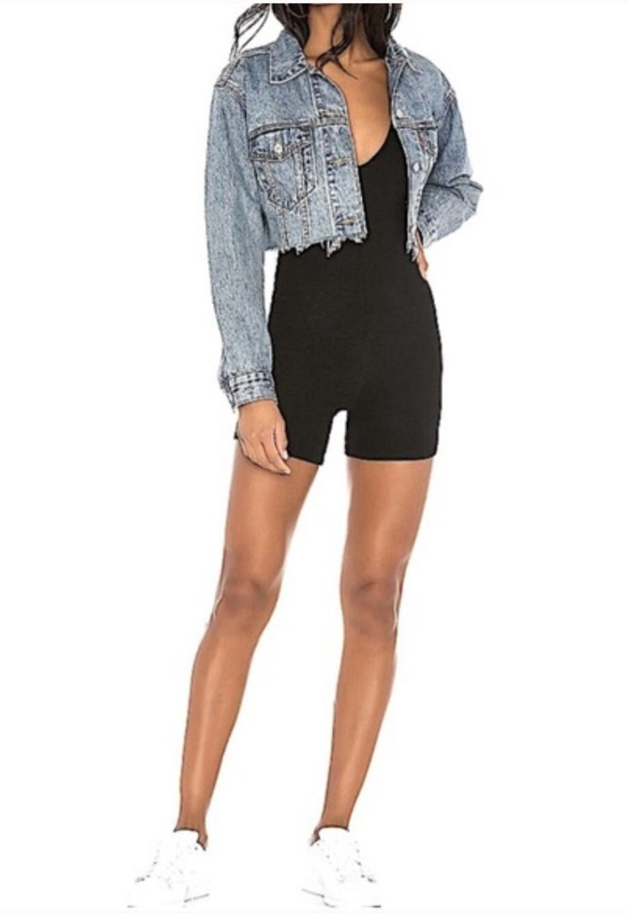 House of Harlow 1960 One Piece Athleisure Bike Shorts Romper Black S